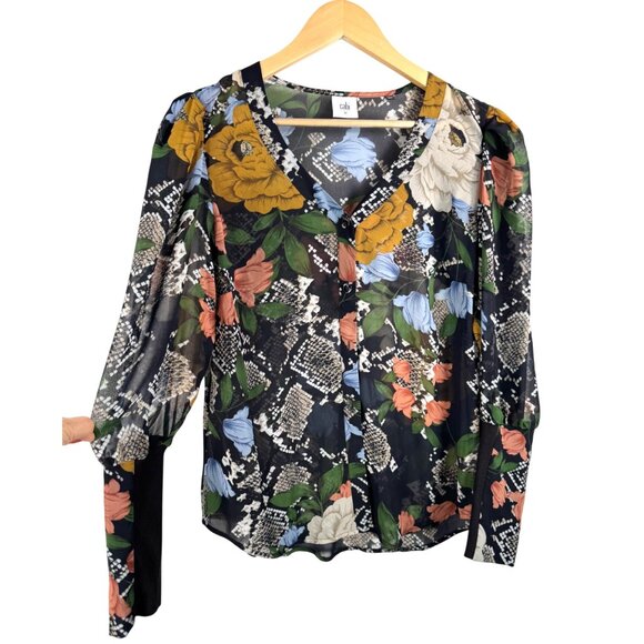Cabi Snake Charmer sheer blouse multi floral whimsy goth sz M - Picture 1 of 7